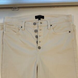 Banana Republic Washwell High-Rise Skinny Off-White Button-Fly Jeans 31/12